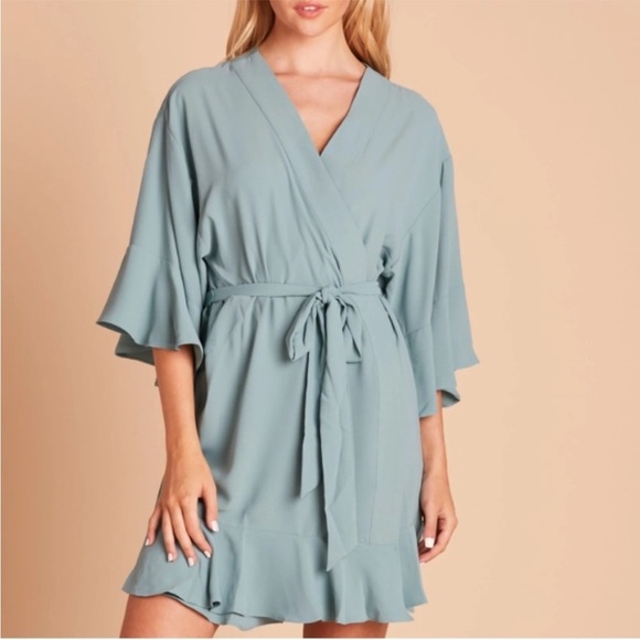 Birdy Grey Kenny Ruffle Sea Glass Belted Robe Size M/L - Picture 1 of 6